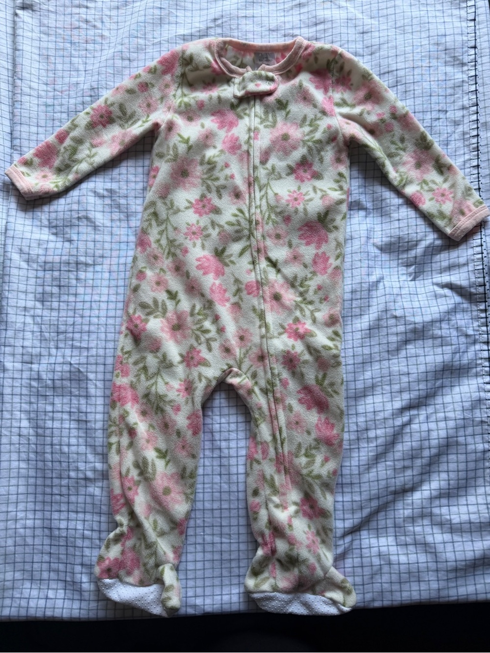 Little Beginnings Pink Floral Fleece Footed Sleeper Pajamas